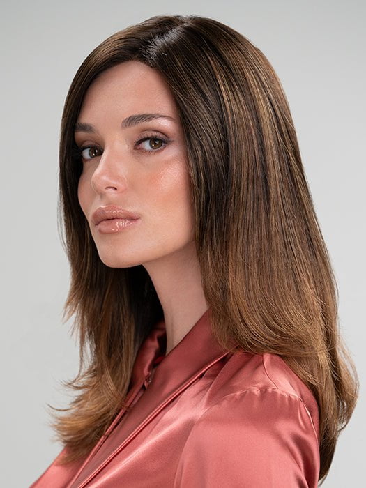 S6-30A27RO AUTUMN | Brown roots to midlength, Medium Natural Red & Medium Red-Gold Blonde Blend midlength to ends