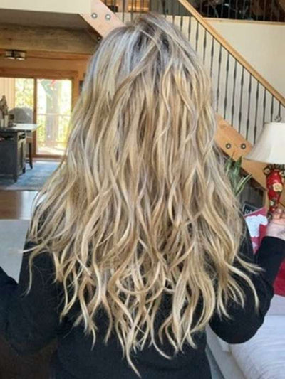 Susan S. @an_affair_with_hair wears CALIFORNIA BEACH WAVES by TRESSALLURE in 14/26/R10 | Red Blonde with Gold Blonde highlights and Light Brown roots