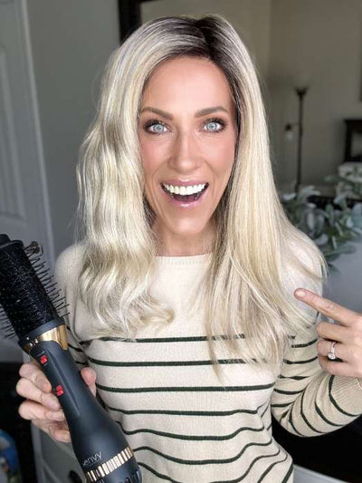 Kristyna @kristynamoore shows her straightened Maya by Envy in Silky Beige using the 3-in-1 Airstyler round brush