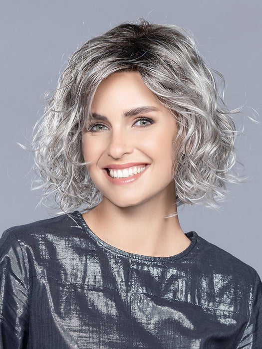 GIRL MONO LARGE by Ellen Wille in STONE GREY ROOTED 56.60.58 | Dark Brown, Lightest Brown and Lightest Blonde blended with Pearl White and a Grey Blend with Shaded Roots