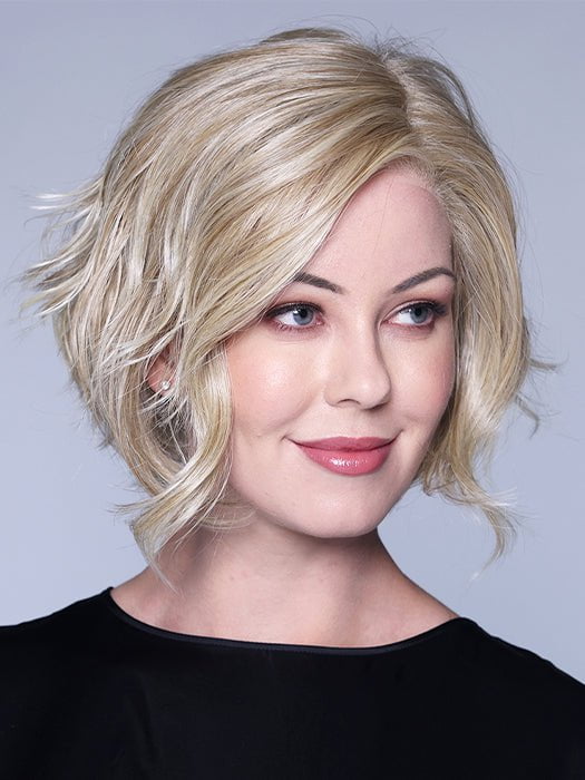 A cute asymmetrical bob wig with a slight wavy texture