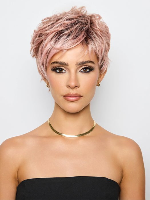 LUCA by Rene of Paris in WATERMELON-R | Rich Pastel Pink Base with Subtle Soft Reddish Tone and Soft Dark Brown Roots