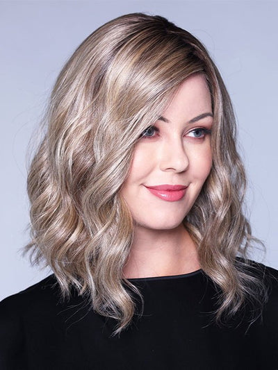 SHAKEN OATMILK BLONDE R | A Medium and Light Brown Base with Cool and Neutral Blonde, and Light Blonde Highlights with a Medium Brown Root