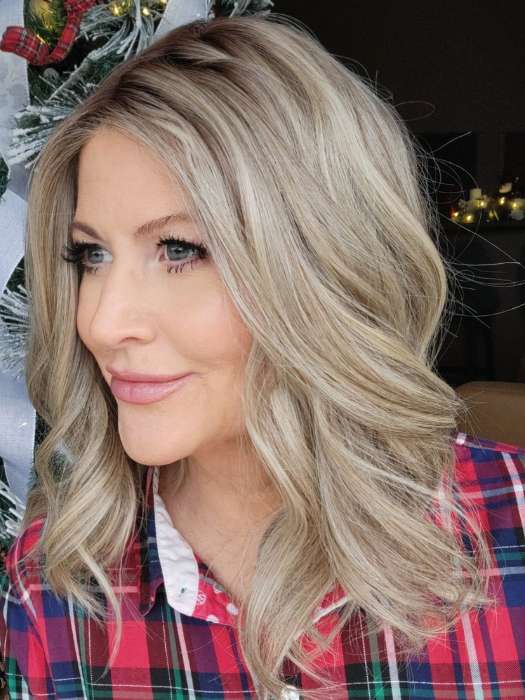 Natalie @vanish.into.thin.hair wearing MIU by BELLETRESS in color SHAKEN OATMILK BLONDE R | A Medium and Light Brown Base with Cool and Neutral Blonde, and Light Blonde Highlights with a Medium Brown Root
