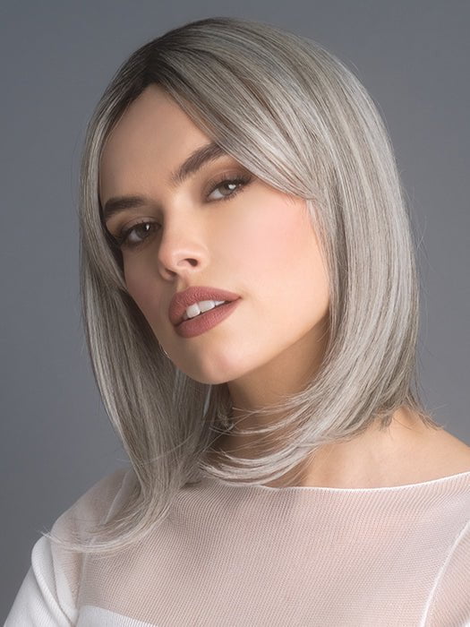 HIGH HEAT MID STRAIGHT TOPPER by Rene of Paris in SILVER-BROWN-MR | Micro Root that transcends into Silver, Grey and Honey Brown Tones PPC MAIN IMAGE FB MAIN IMAGE