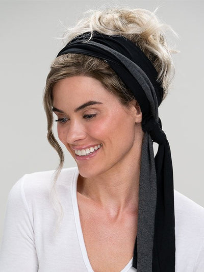 THE REVERSIBLE SOFTIE HEADSCARF by Jon Renau in BLACK-DARK-GREY PPC MAIN IMAGE FB MAIN IMAGE