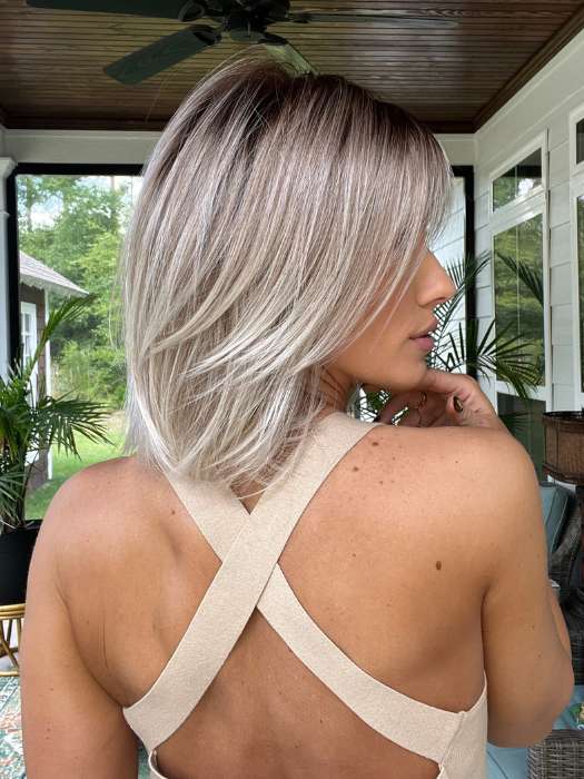 Jenna @jenna_fail wearing ALVA by NORIKO in color MELTED-MARSHMALLOW | Subtly Warm Dark Sandy Blonde Blend with Medium Brown Roots and Light Ash Blonde Tips and Highlights
