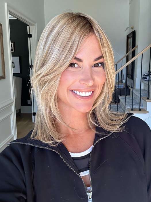 Katy C. @thewigeducator wearing CARRIE LITE PETITE by JON RENAU in color 12FS12 MALIBU BLONDE | LIght Gold Brown, Light Natural Gold Blonde, Pale Natural Gold-Blonde Blend, Shaded with Light Gold Brown