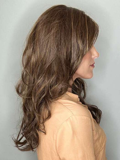 Kristyna @kristynamoore wearing LYNDON by RENE OF PARIS in color MARBLE-BROWN-R | Medium Brown Evenly Blended with Light Honey Brown With Dark Roots
