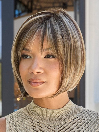 WYNN by Noriko in SPARKLING MOCHA R | Neutral Dark-Brown Base featuring Silvery White and Golden Blond Highlights