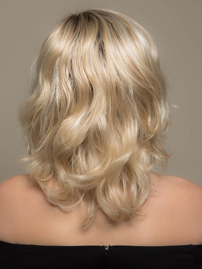 BEACH MONO by ELLEN WILLE in PASTEL BLONDE ROOTED | Platinum, Dark Ash Blonde, and Medium Honey Blonde blends With Dark Roots