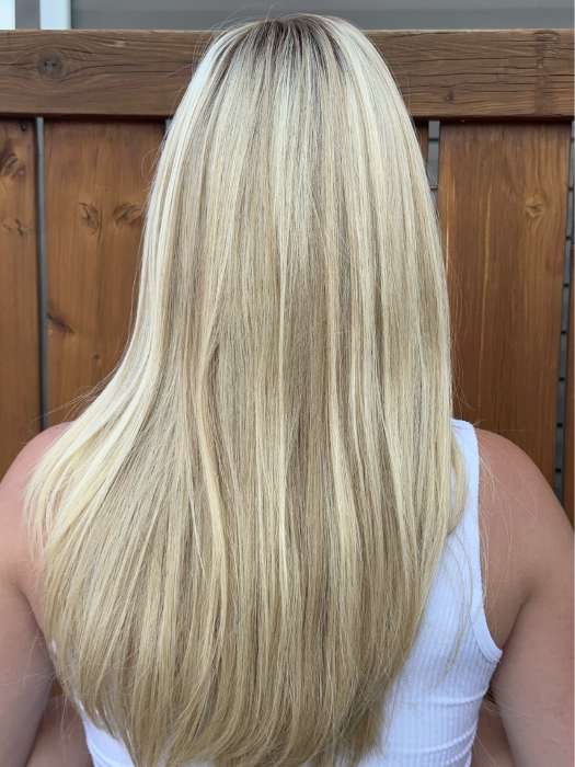 Steph B. @wigswithsteph wearing BLAKE PETITE by JON RENAU in color FS17/101S18 PALM SPRINGS BLONDE | Light Ash Blonde with Pure White Natural Violet Bold Highlights, Shaded with Dark Natural Ash Blonde
