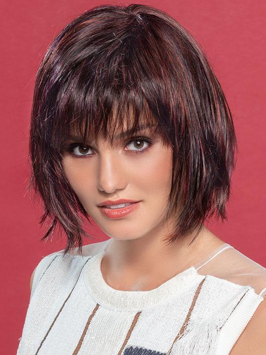 CHANGE by ELLEN WILLE in AUBERGINE-MIX | Darkest Brown with hints of Plum at base and Bright Cherry Red and Dark Burgundy Highlights