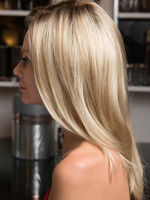 GLAMOUR MONO by ELLEN WILLE in LIGHT HONEY ROOTED | Medium Honey Blonde, Platinum Blonde, and Light Golden Blonde Blend with Dark Roots