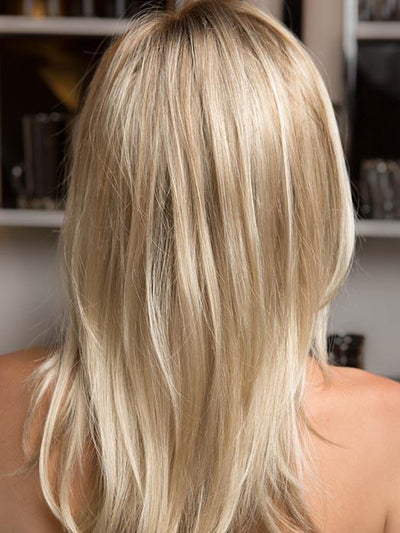 GLAMOUR MONO by ELLEN WILLE in LIGHT HONEY ROOTED | Medium Honey Blonde, Platinum Blonde, and Light Golden Blonde Blend with Dark Roots