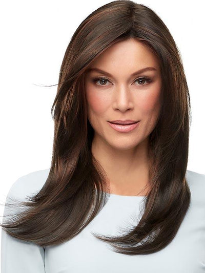 KAIA by JON RENAU in FS4/33/30A MIDNIGHT COCOA | Dark Brown, Medium Red, Medium Natural Red Blonde/Brown Blend with Medium Natural Red Blonde/Brown Blend Bold Highlights