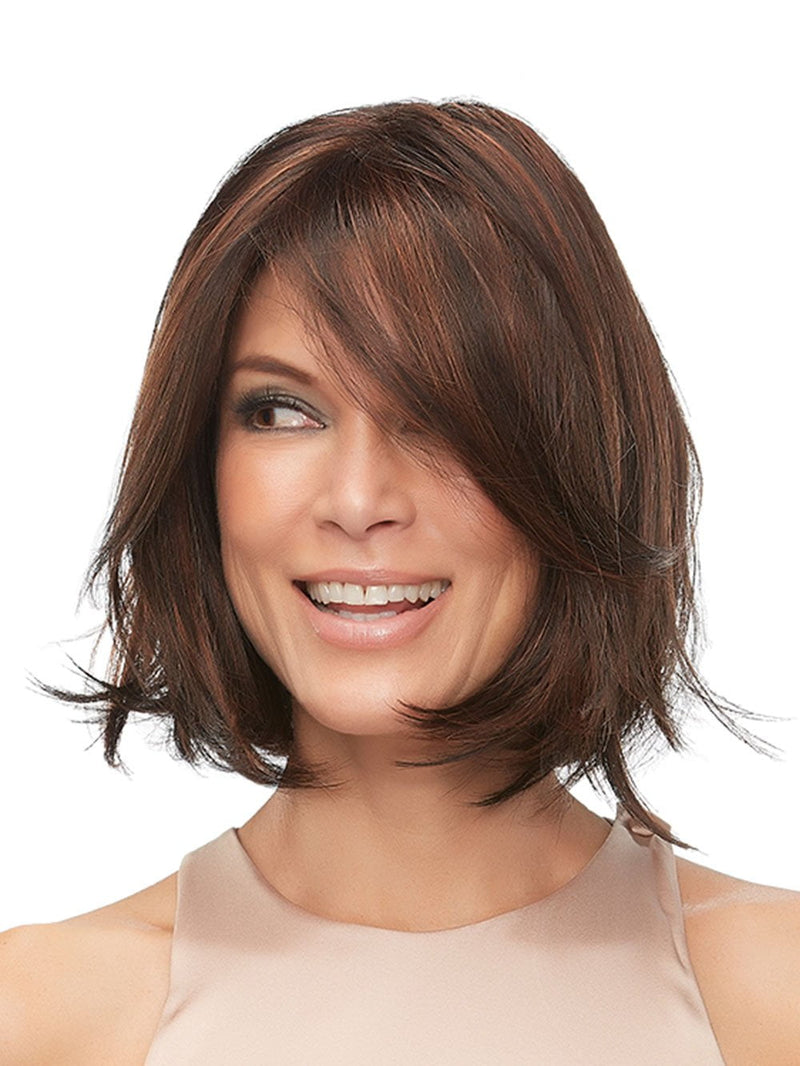 Jon Renau KRISTI in FS4/33/30A MIDNIGHT COCOA | Dark Brown, Medium Red, Medium Natural Red Blonde/Brown Blend with Medium Natural Red Blonde/Brown Blend Bold Highlights