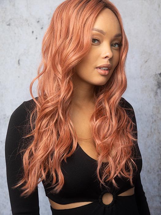 DUSTY-ROSE | Medium Coral Red Base with Dark Brown Roots