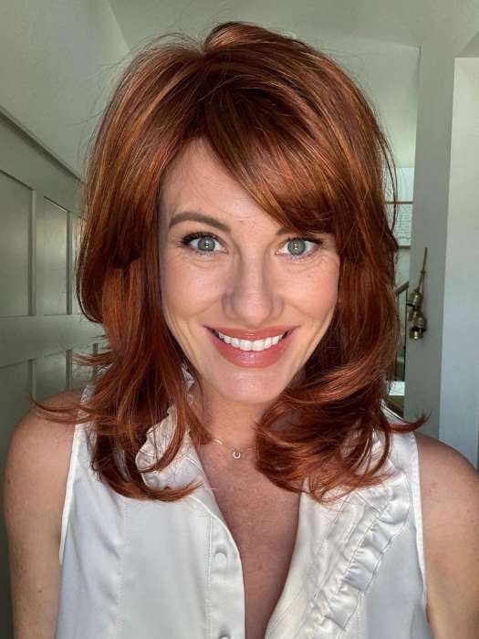 Jenny B. @thewiggygirl wearing NADIA by ENVY BY ALAN EATON in color LIGHTER RED | Irish Red with subtle Blonde highlights
