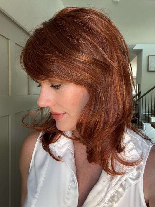 Jenny B. @thewiggygirl wearing NADIA by ENVY BY ALAN EATON in color LIGHTER RED | Irish Red with subtle Blonde highlights
