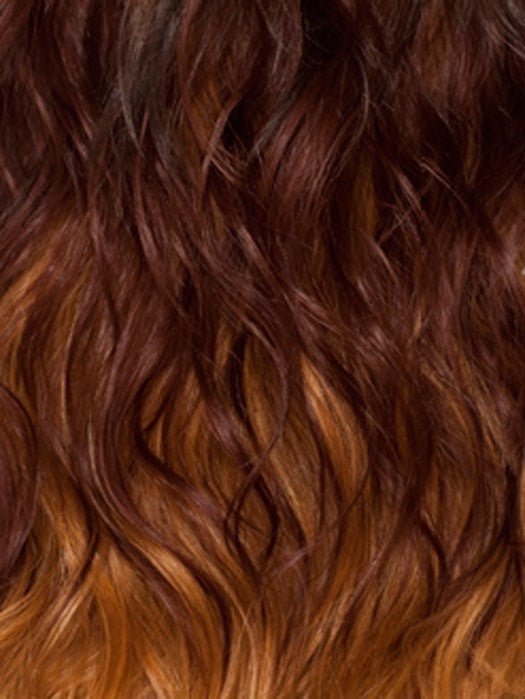 GM238B | Gradual Mix OMBRE color. Auburn Brown Top, Bright Red Middle, Dark Golden Platinum Blonde Bottom