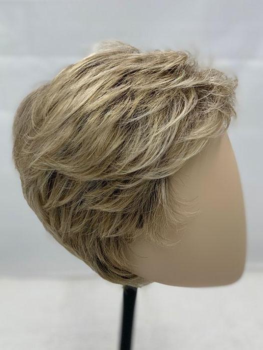 DEBBIE by ELLEN WILLE in CHAMPAGNE ROOTED 22.16.25 | Light Beige Blonde, Medium Honey Blonde, and Platinum Blonde blend with Dark Roots