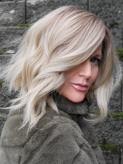 Natalie Gray @vanish.into.thin.hair wearing SKYLAR by JON RENAU in22F16S8 VENICE BLONDE | Light Ash Blonde and Light Natural Blonde Blend Shaded with Medium Brown