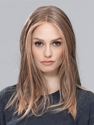 SLEEK by Ellen Wille in POWDER BLONDE TIPPED | Light Brown and Lightest Ash Blonde with Red Violet Blended with Pale Pink and Lighter Tipped Ends