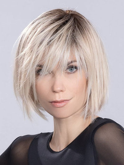 SOUND by Ellen Wille in LIGHT CHAMPAGNE ROOTED 23.25.24 | Lightest Pale Blonde and Lightest Golden Blonde with Lightest Ash Blonde Blend and Shaded Roots | Style shown has been heat styled straight