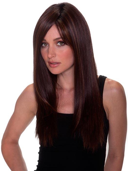 STRAIGHT PRESS 23 by BELLETRESS in COLA WITH CHERRY | Medium Dark Brown/Medium and Dark Auburn Highlights and Dark Brown Roots PPC MAIN IMAGE FB MAIN IMAGE